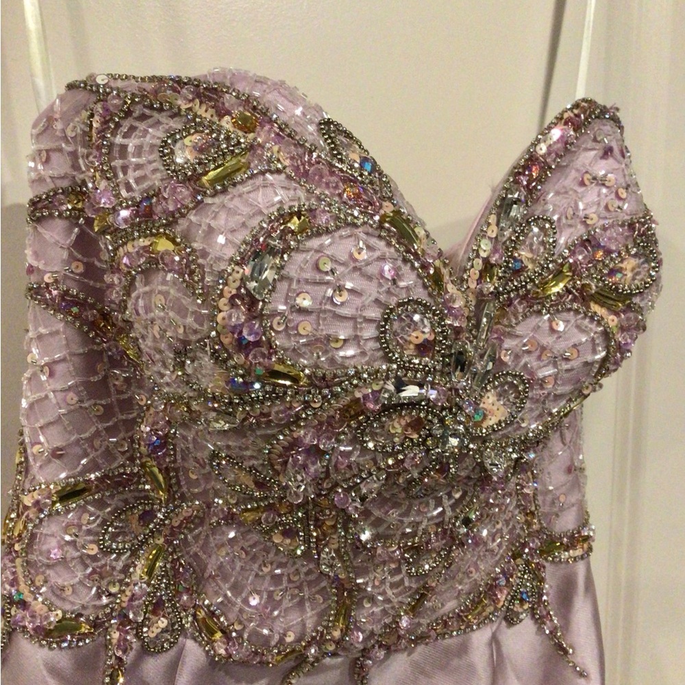 Terani Couture Lilac Beaded Embellished Gown - Picture 3 of 9